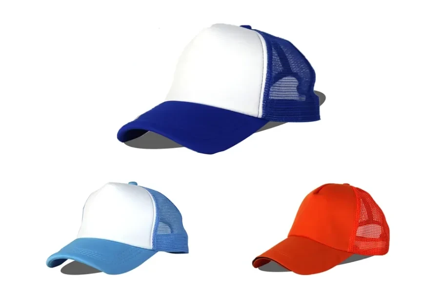 A bunch of trucker hats on a white background (1)