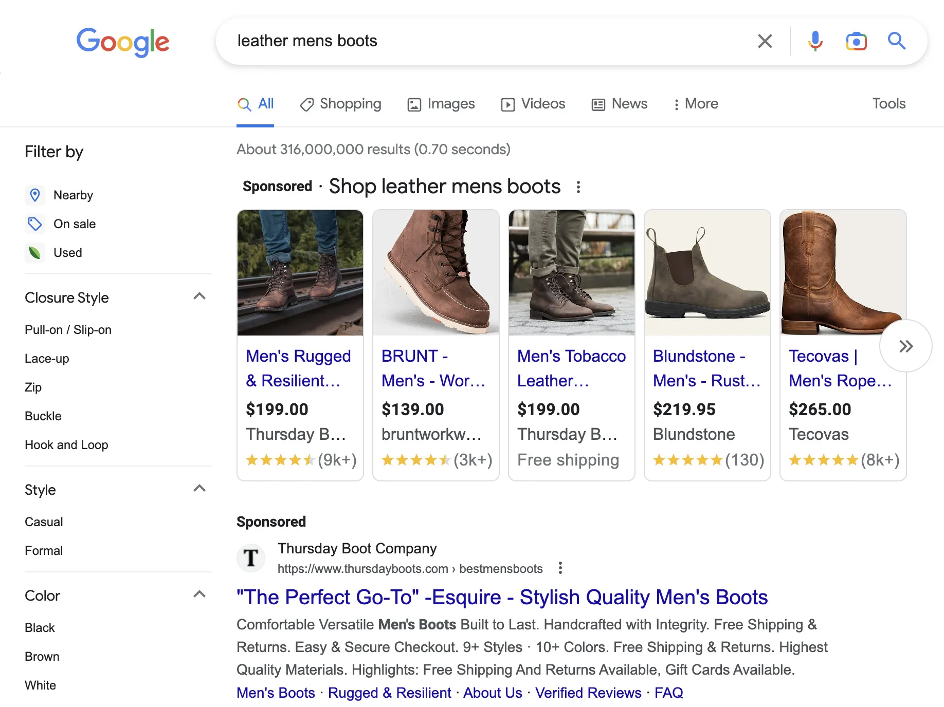 Hasil pencarian Google untuk "sepatu bot pria kulit"