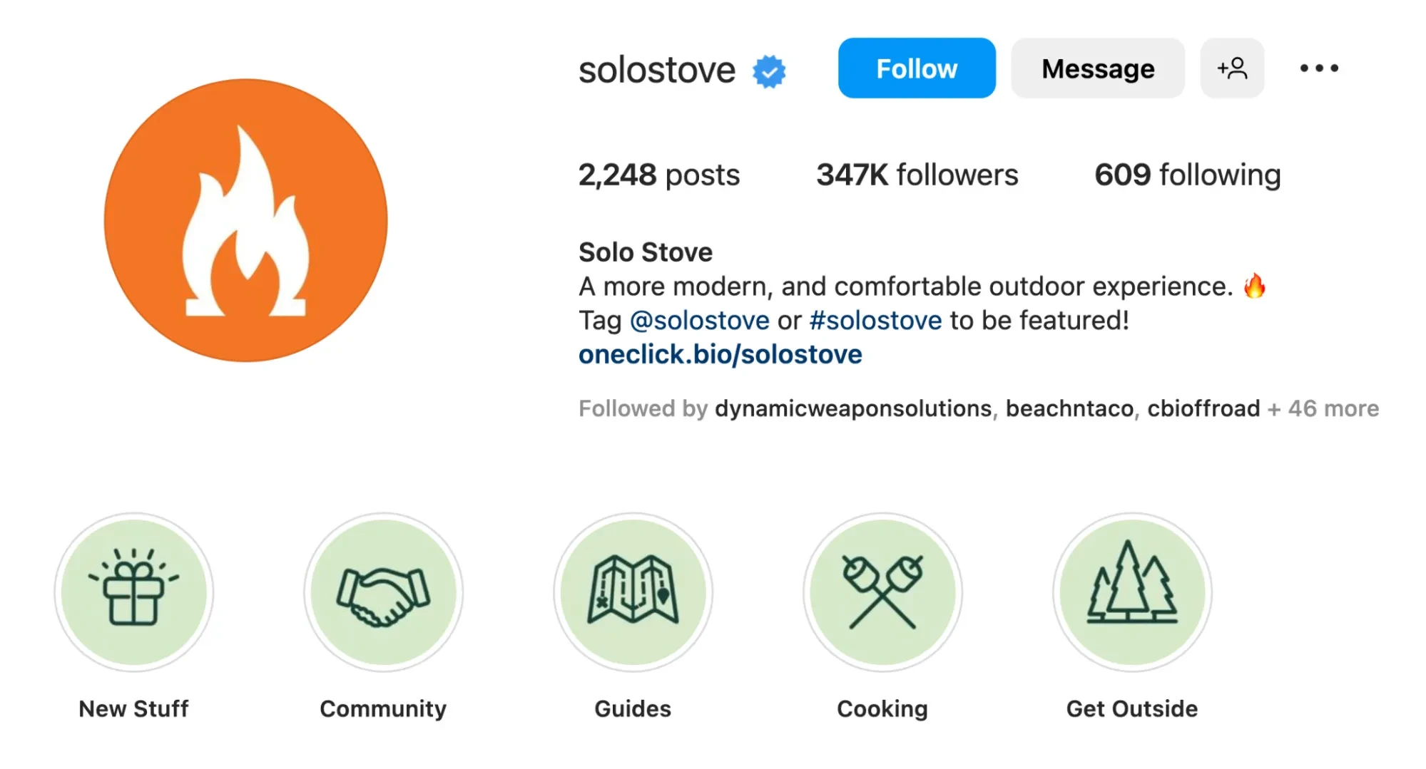 Cuenta de Instagram Solo Stove