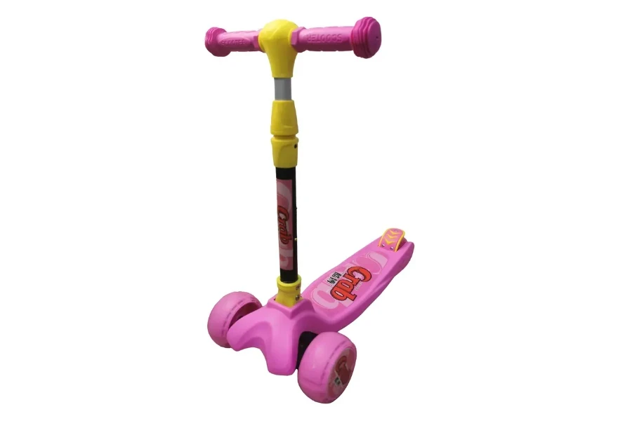 Yellow and pink scooter designed for toddlers to use