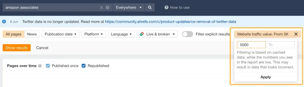 usando el explorador de contenidos de ahrefs para encontrar ideas de nichos de negocio