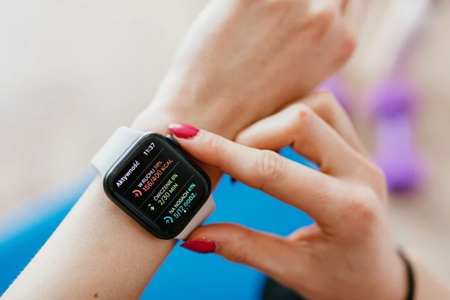 A person checking smartwatch