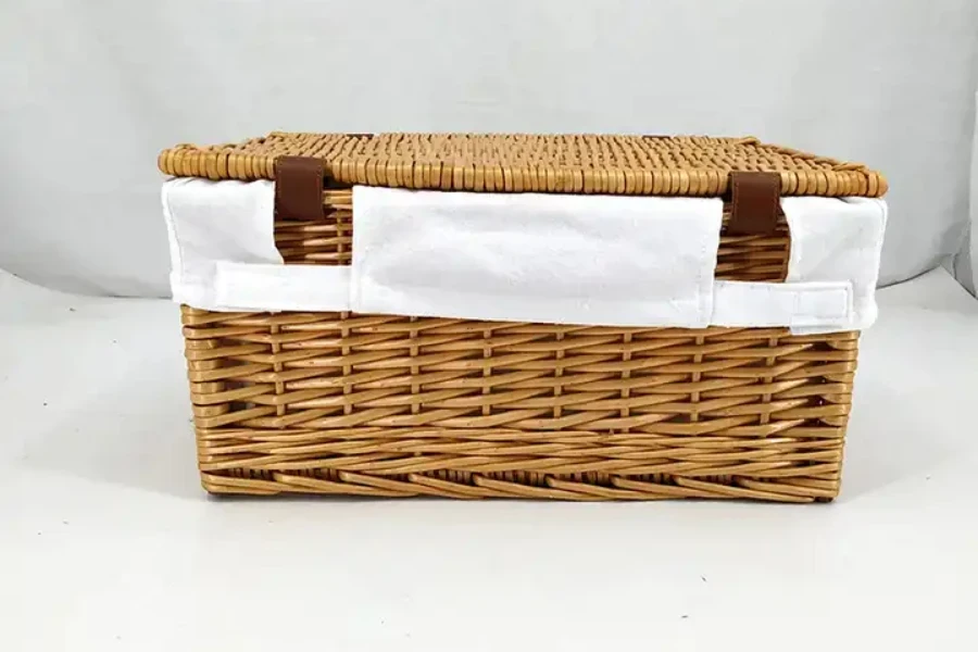 a wicker storage basket