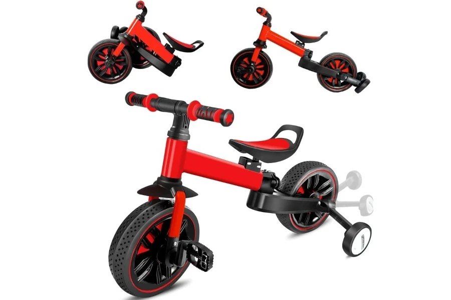 bicicleta de equilibrio plegable roja para niños pequeños