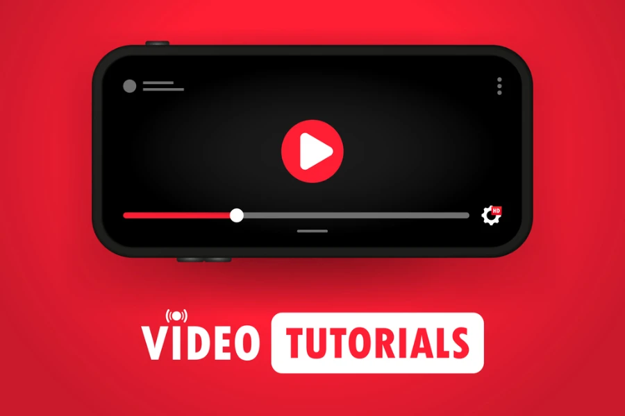 Ilustrasi video tutorial pada tampilan smartphone