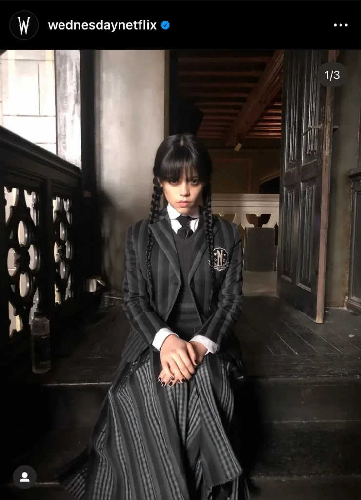 Tangkapan layar Wednesday Addams dari WednesdayNetflix di Instagram