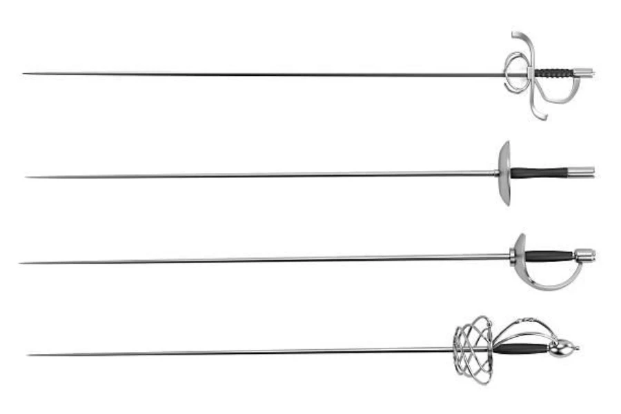 مجموعة من سيوف المبارزة (الفويل، والإبي، والصابر)