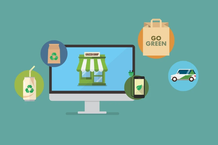 Illustration of an eco-friendly online business