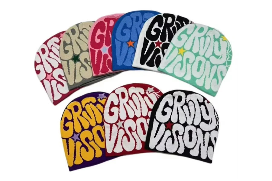 Gorros OEM con logotipo personalizado, fabricación de Moq bajo, gorros de acrílico Jacquard con logotipo personalizado Y2K