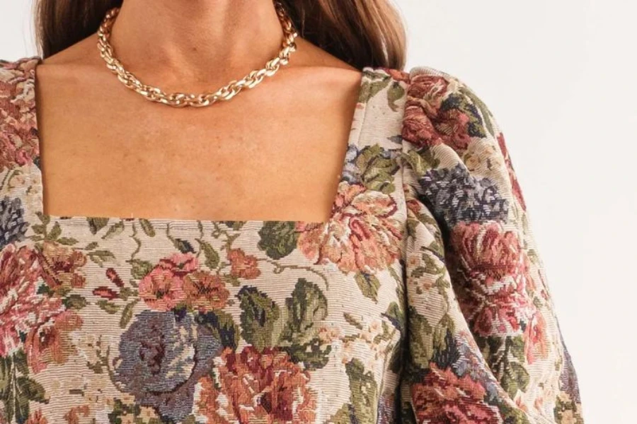 vestido de jacquard floral