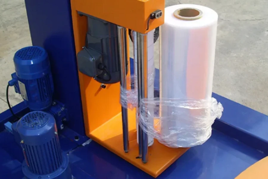 A semi-automated pallet wrapper