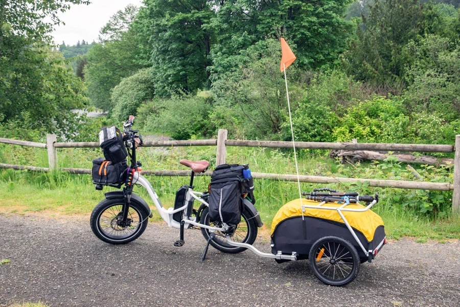 bici elettrica e un rimorchio