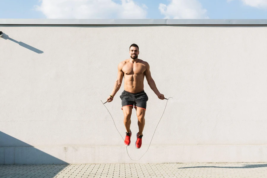 muscular man jumping