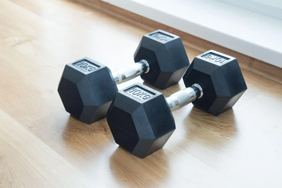 rubber-coated dumbbells