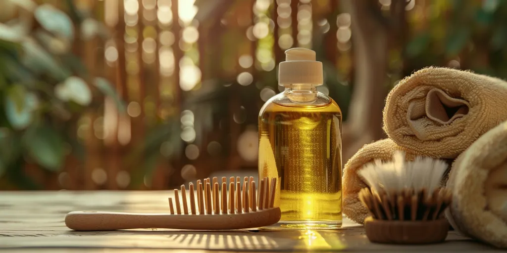 Una bottiglia di olio per capelli