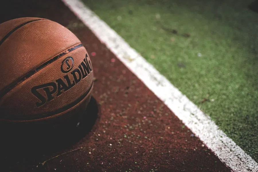 A Spalding brown leather basketball