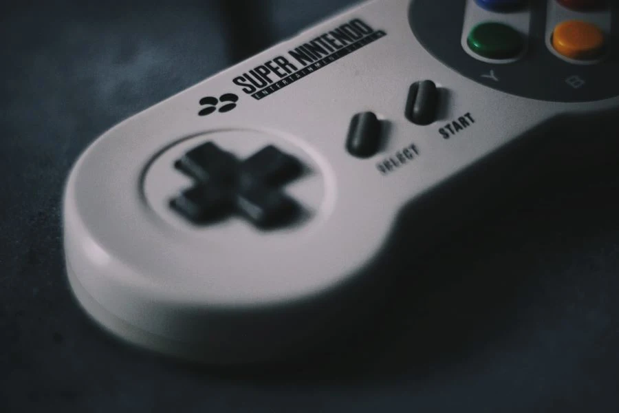 Um controlador de jogo Super Nintendo