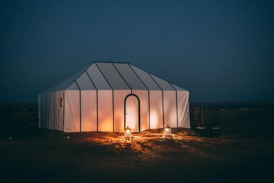 A magnificent view of a cabin tent