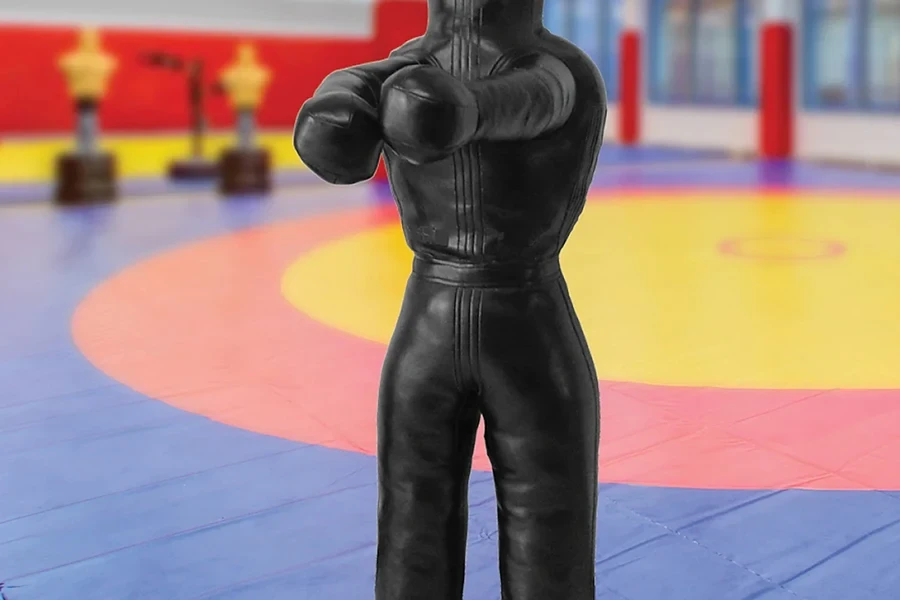 A stiff and straight black wrestling dummy