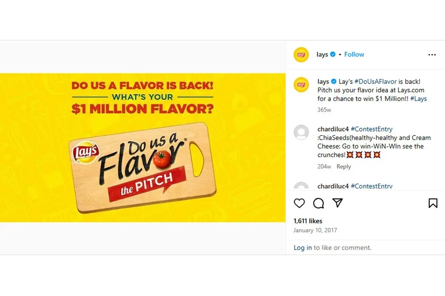 Eine Instagram-Seite von Lays