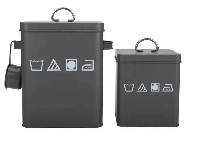 Black metal laundry powder boxes