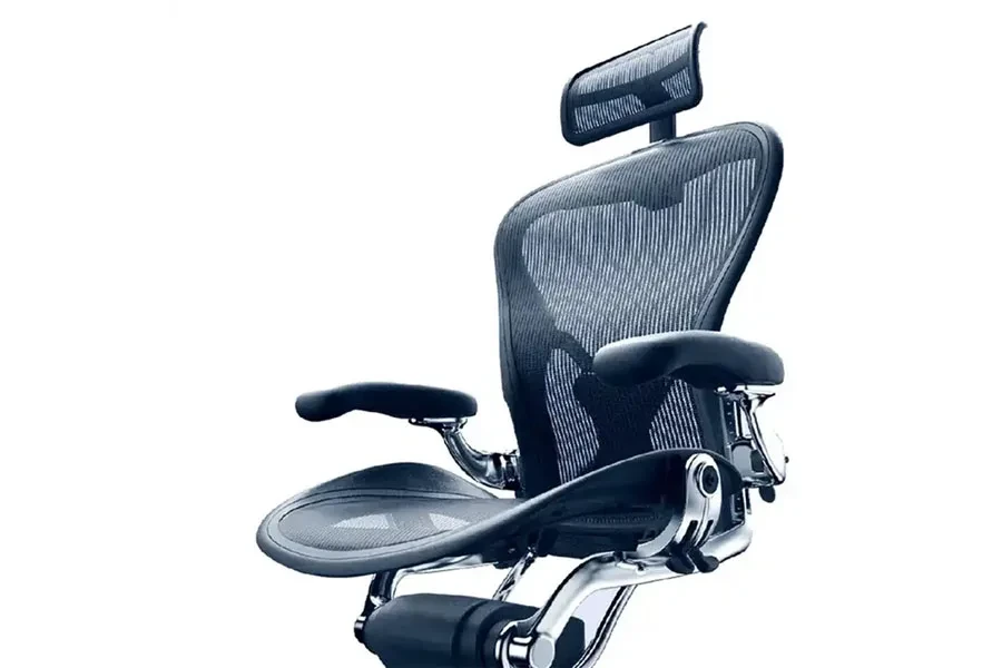 Ergonomic office chair with black mesh design and adjustable back