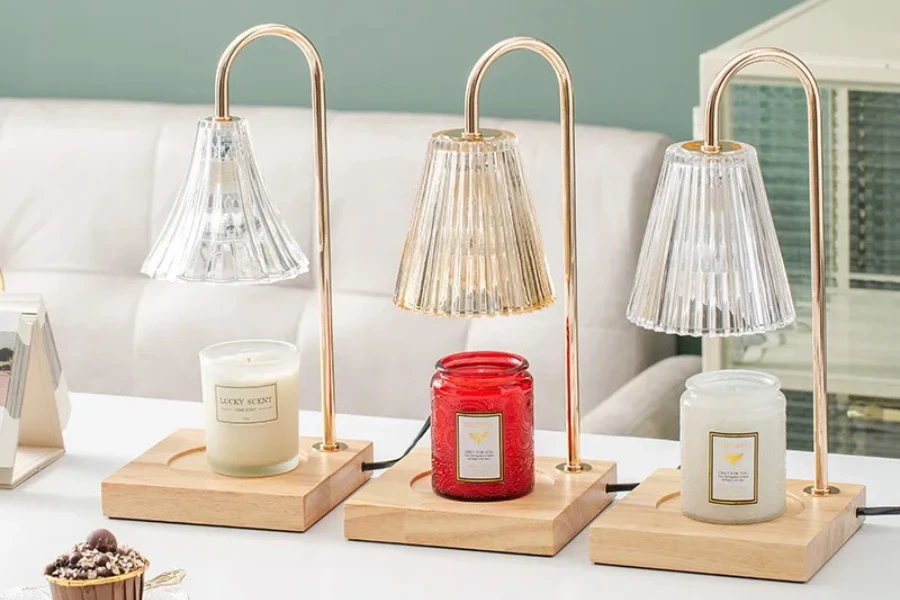 Lampes chauffe-bougies en verre avec ampoules