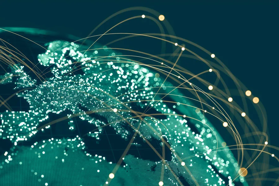 Illustration of the global communication network