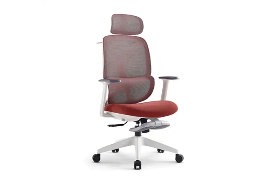 Orange and white swivel office chair