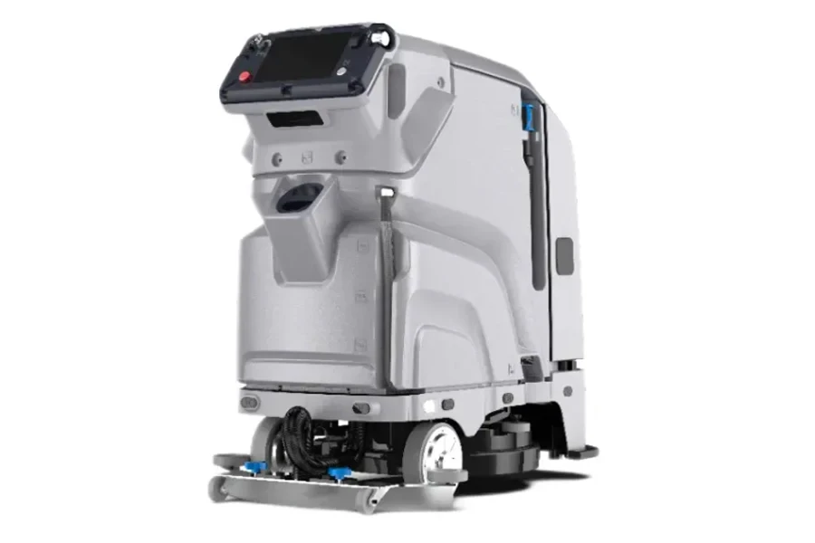 Scrubber lantai robot dengan panel kontrol digital