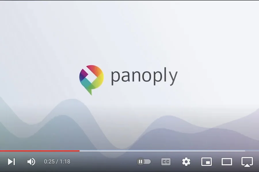 Tangkapan layar dari video penjelasan yang menampilkan logo Panoply