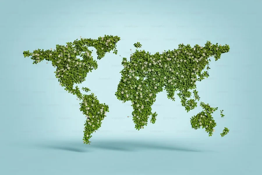 La carte du monde créée à partir de plantes