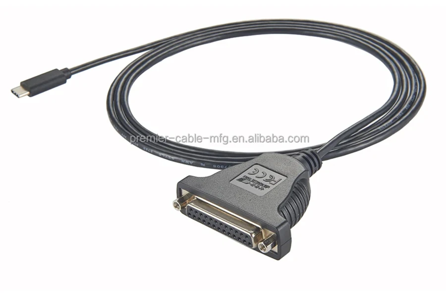 Type C USB - DB25 プリンタ データ ケーブル