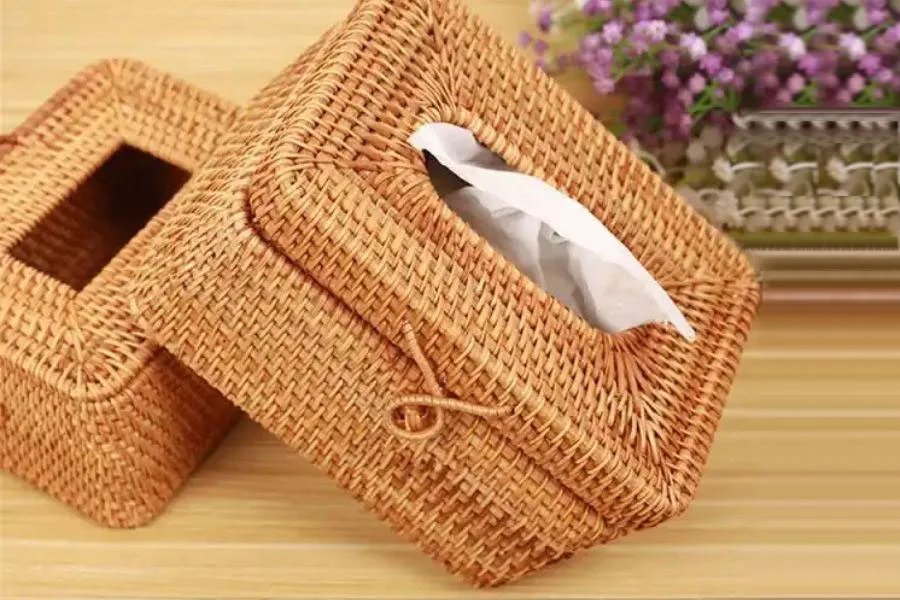Набор подставок для салфеток из плетеной ротанговой ткани