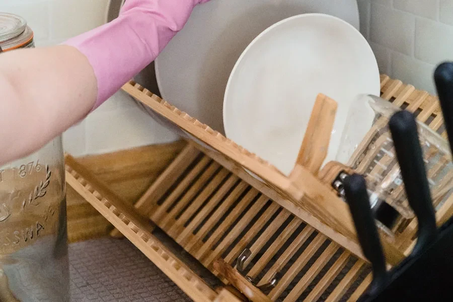 Wooden 2 tier dish drainer rack