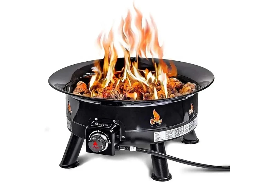 A propane gas fire pit