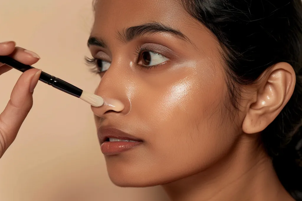 Eine Nahaufnahme des Gesichts einer indischen Frau