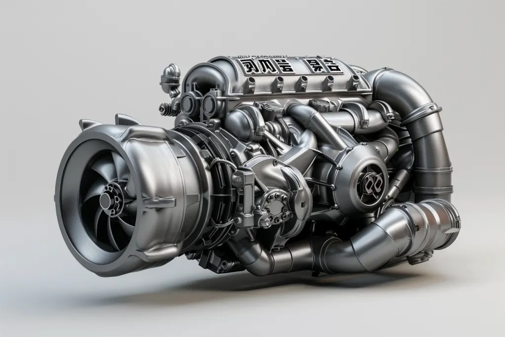 Un turbo gris con temática de invasores de forma orgánica desbloquea el potencial de tu motor.