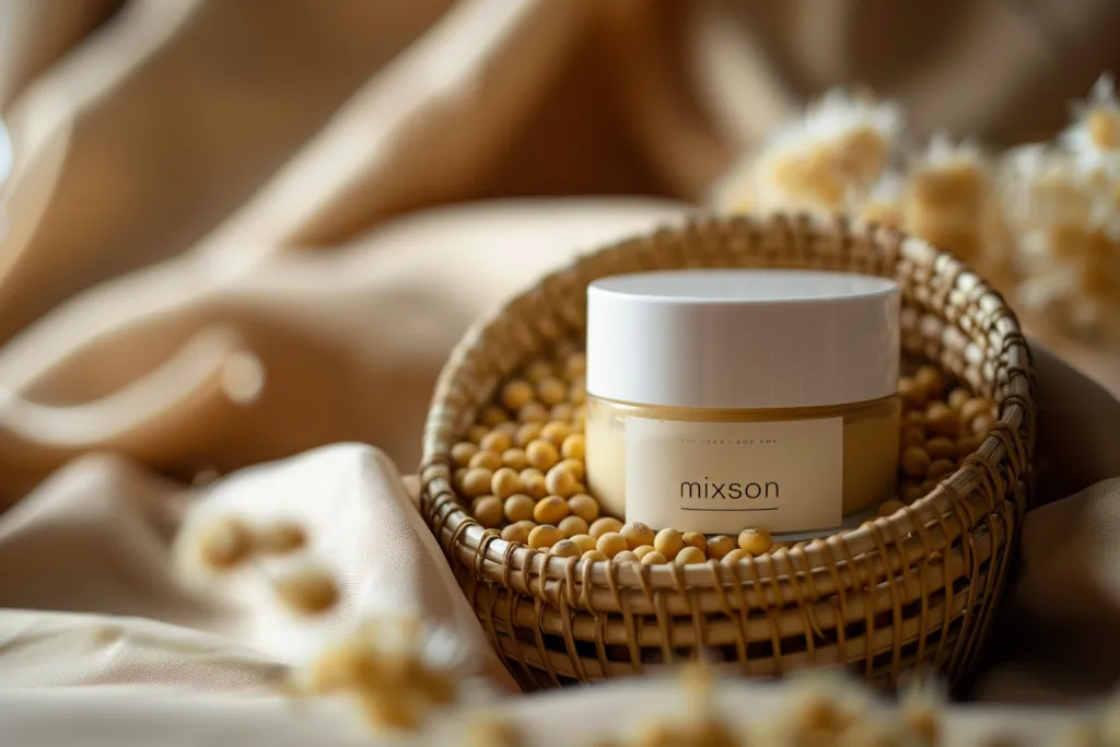 A jar of mixsoon facial cream in white and beige colors