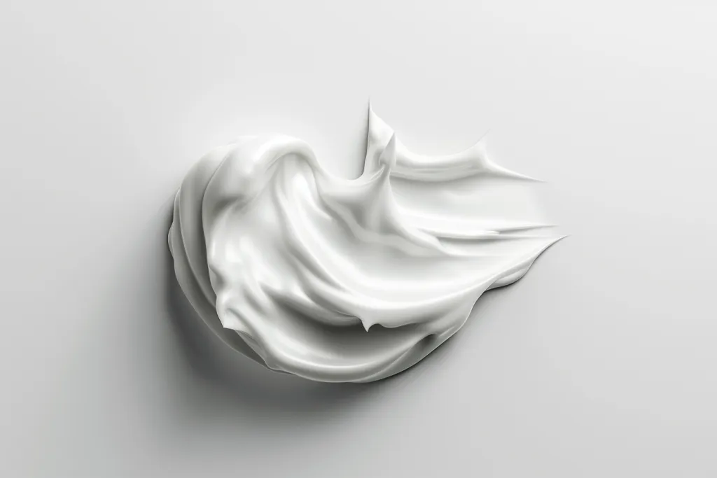 A photorealistic image of white cosmetic cream