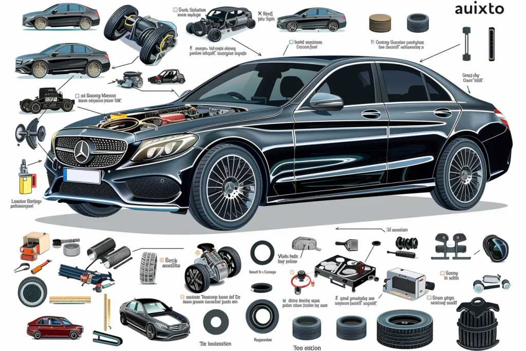 Eine visuelle Anleitung, die die verschiedenen Autoteile zeigt
