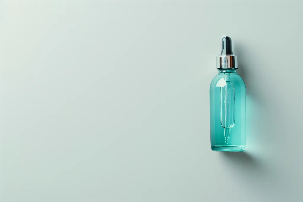 Фотография бутылки с сине-зеленой молочной кислотой сверху.