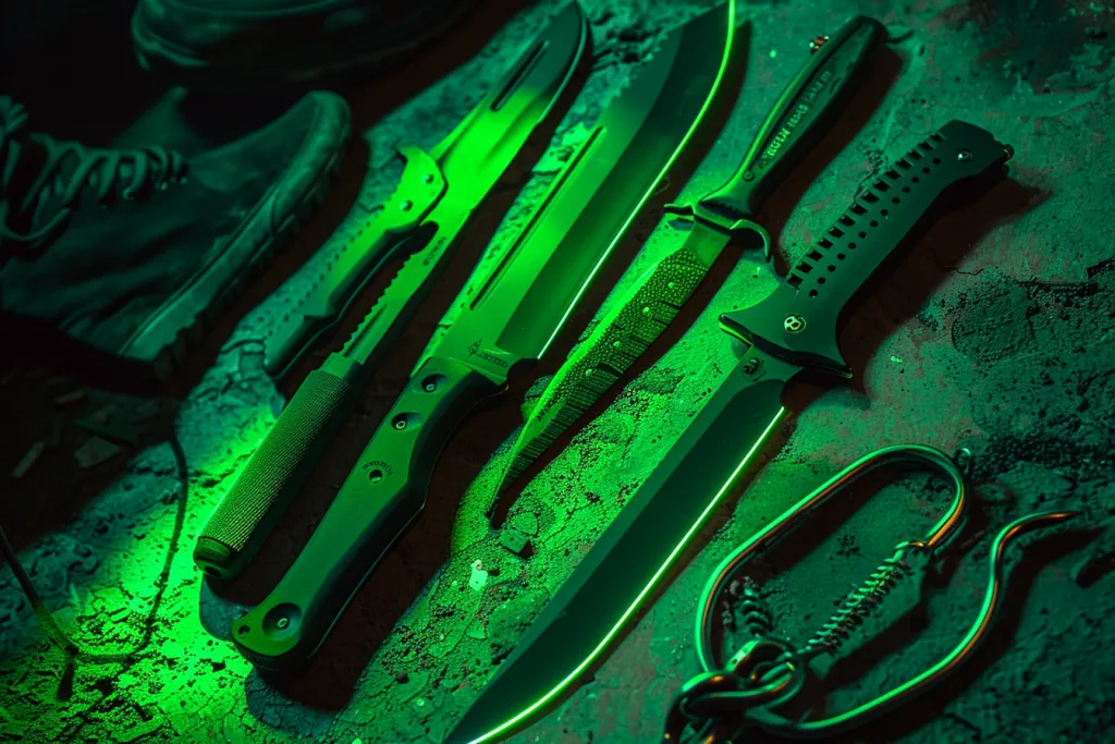 pisau zombie tempur hijau