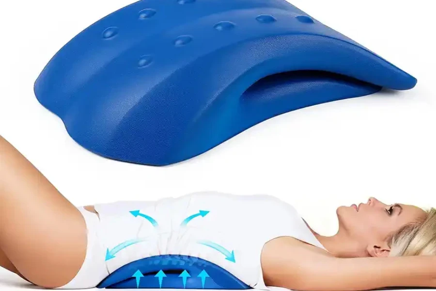 Blue neck and lumbar back stretcher