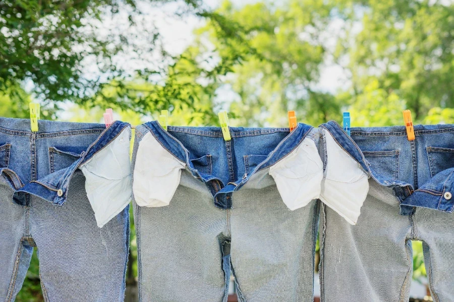 jeans hanging outside