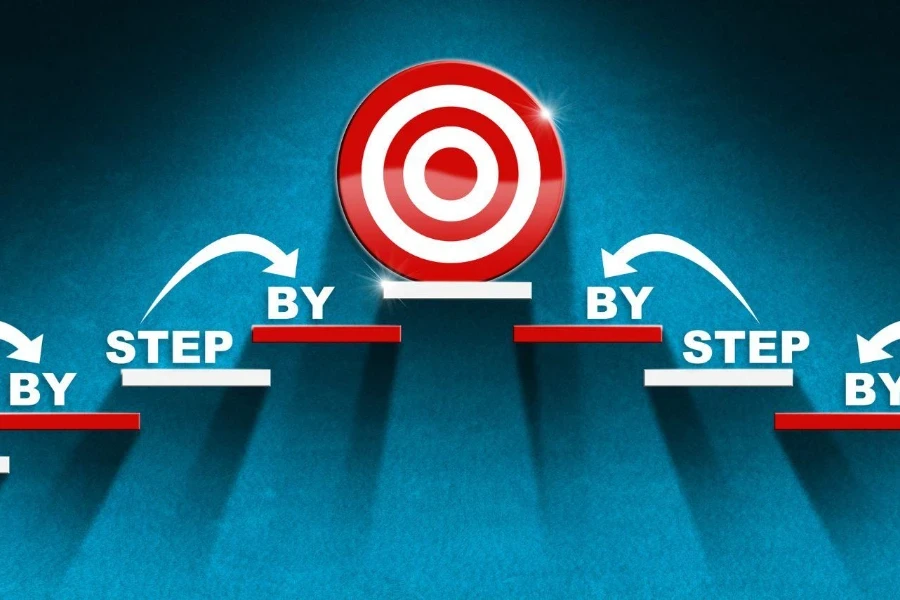 Escalera de éxito o concepto de objetivo.