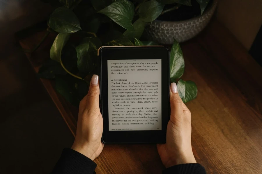 Person reading on an e-reader