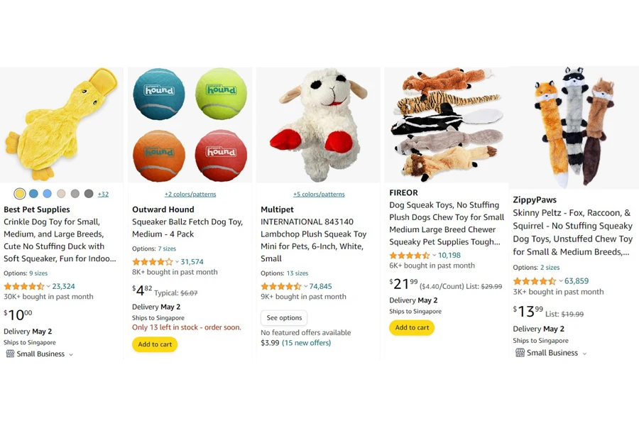 jouets grinçants pour animaux de compagnie les plus vendus