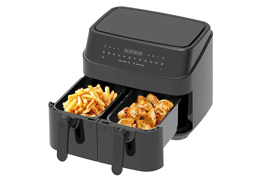 I-12L, 1800W i-double basket air fryer enesikrini sokuthinta