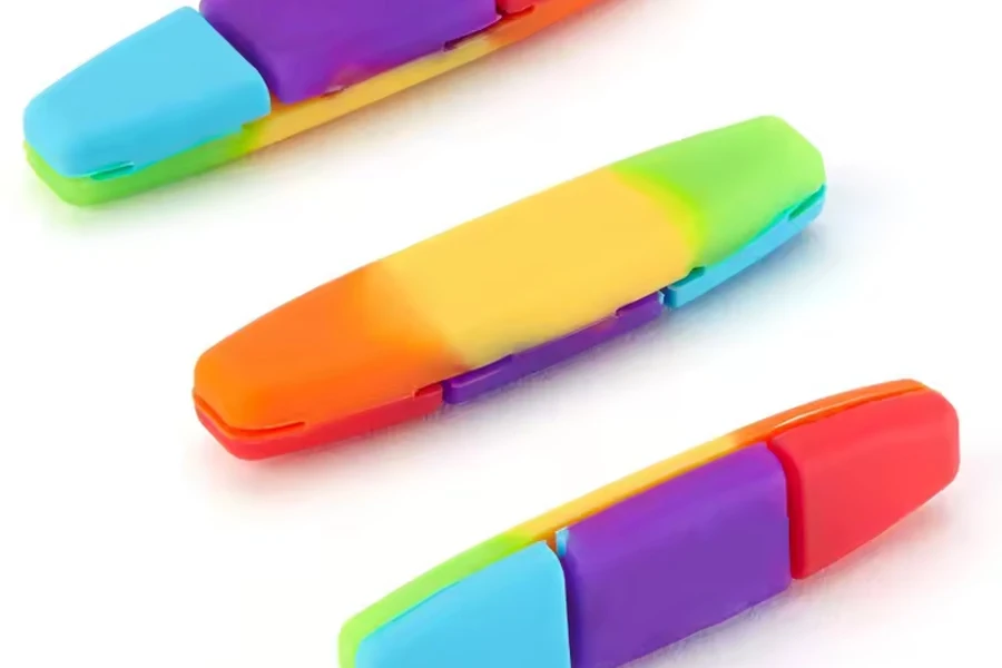 3 amortiguadores de gusano en diseño multicolor sin logotipo